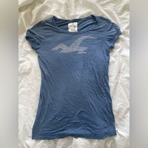 Vintage Y2K Blue Hollister Logo Baby Tee